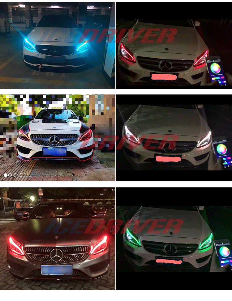 Icedriver для Mercedes Benz GLE класс DRL светодиодный панели дневные ходовые огни красный синий зеленый фиолетовый DRL светодиодный Devil Eyes