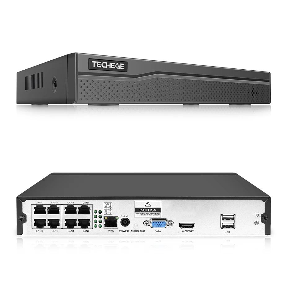 Techege аудио 1080 P POE NVR Kit 8CH H.265 CCTV Камера Системы открытый 2MP IP для камеры наблюдения