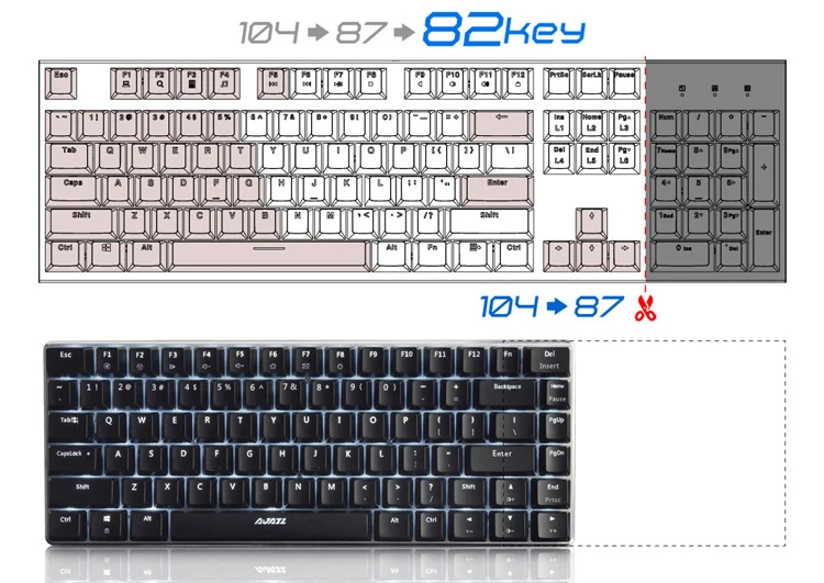 Ajazz AK33 82 ключ игровая механическая клавиатура русская/английская раскладка Подсветка USB Проводная анти-ореолы синий/черный переключатель pc gamer