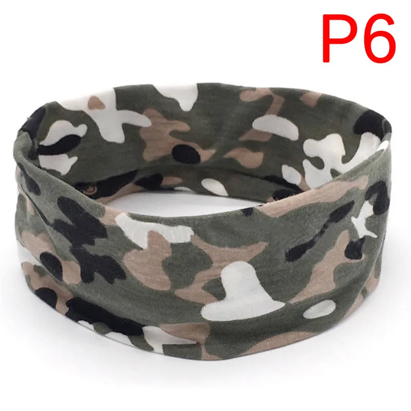 P6 Повязка на голову пот Band Yoga для бега и тенниса Headscarf силиконовый антискользящий HairBand мягкий Камуфляж Цветочный спортивный напульсник 20*6 см - Цвет: P6
