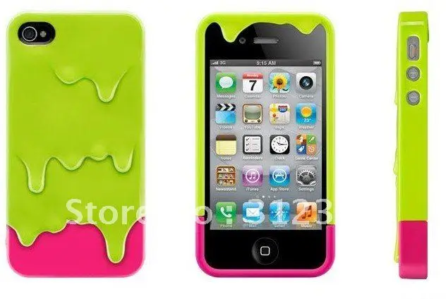 new arrival Ice Cream plastic Case for iPhone 4 4G 4S colorful Melt brand hard cover iphone 4s |