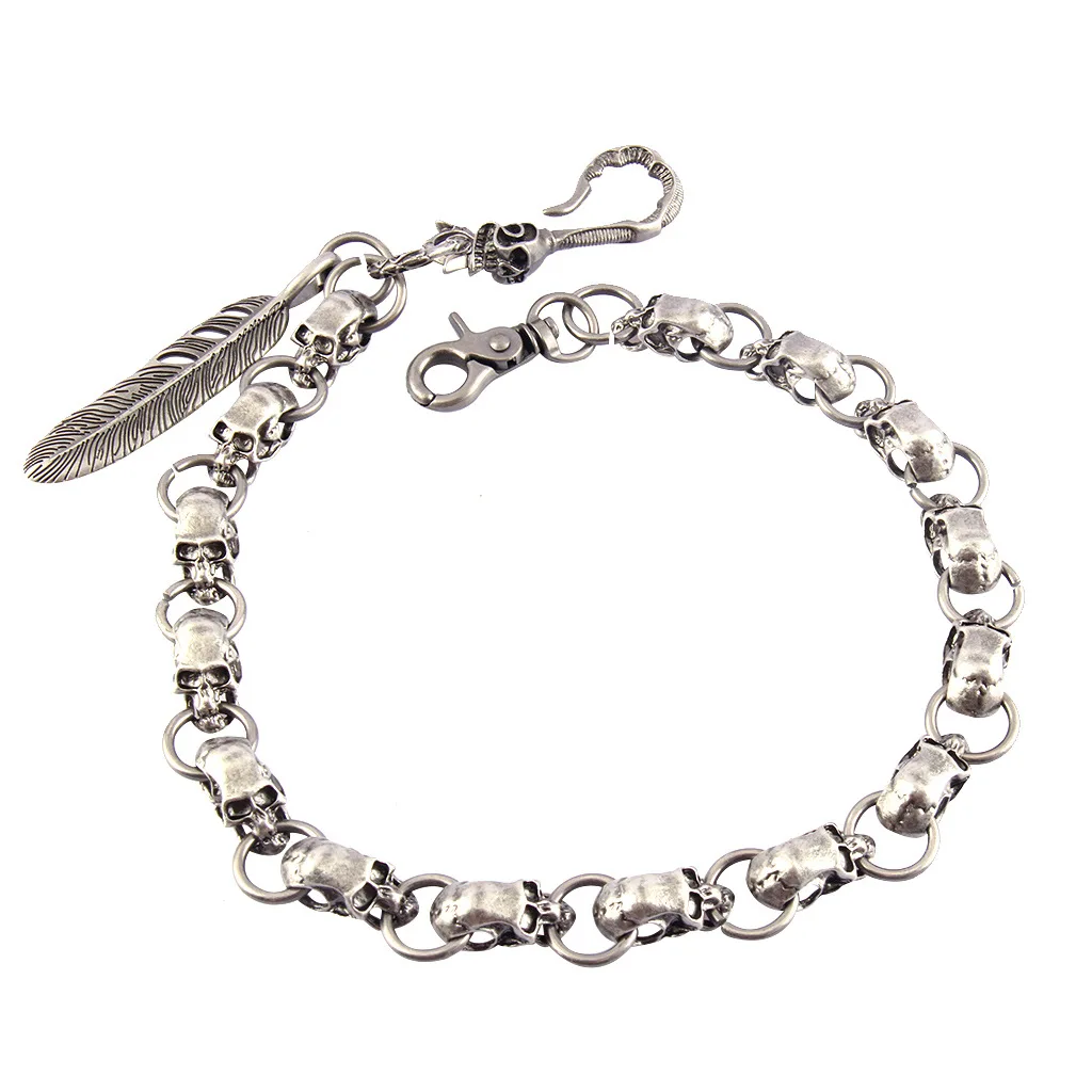 Мужской металлический брелок в виде головы черепа винтажная цепочка для ключей