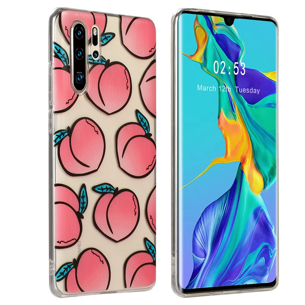 Персиковый силиконовый чехол для телефона huawei P30 Pro mate 20 ударопрочный Симпатичные