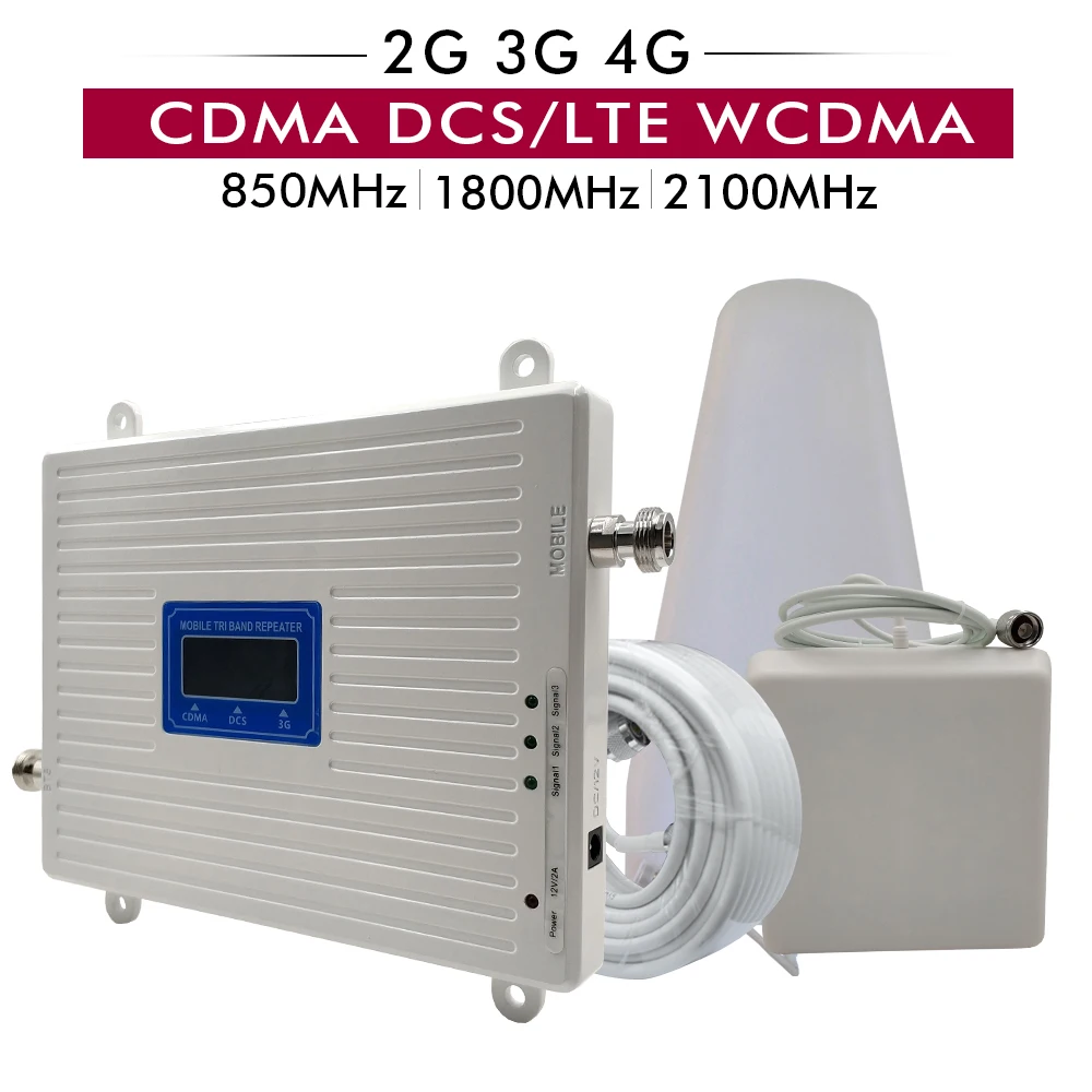 Усилитель коэффициента усиления 65 дБ трехдиапазонный усилитель CDMA 850 DCS/LTE 1800 WCDMA