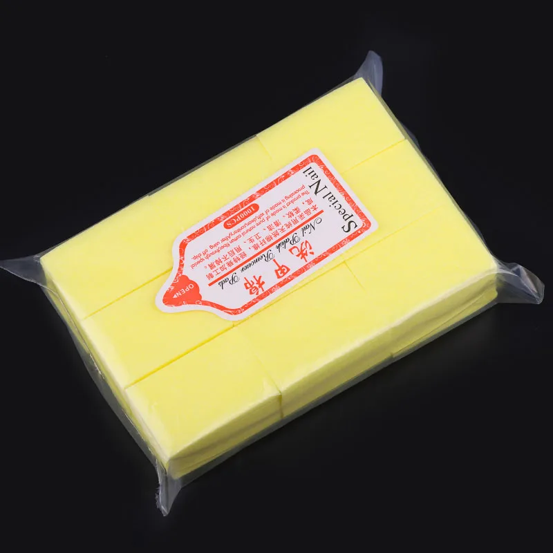 Yellow 600 шт Горячая 4 Цветной Гель-лак для ногтей очищающие салфетки хлопок чистая жидкость для снятия геля колодки Маникюр Инструмент для ногтей - Цвет: Yellow