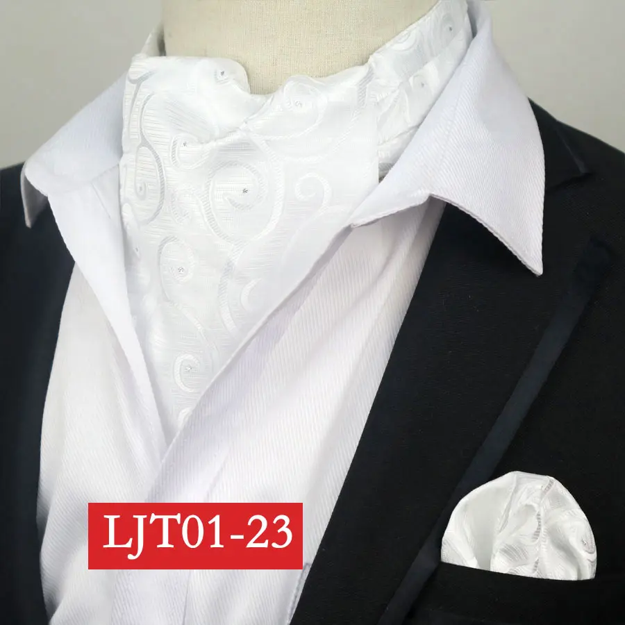 SMT-LJT01-23 YISHLINE мужской роскошный Шелковый Аскот галстук набор мужской галстук и платок Набор Цветочный Пейсли в горошек Карманный квадратный набор для свадебной вечеринки - Цвет: SMT-LJT01-23