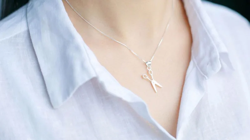 Простой стерлингового серебра 925 scissor Цепочки и ожерелья Никель Jewelry стилист Цепочки и ожерелья подвеска для Для женщин подвеска на Средства ухода за кожей Шеи