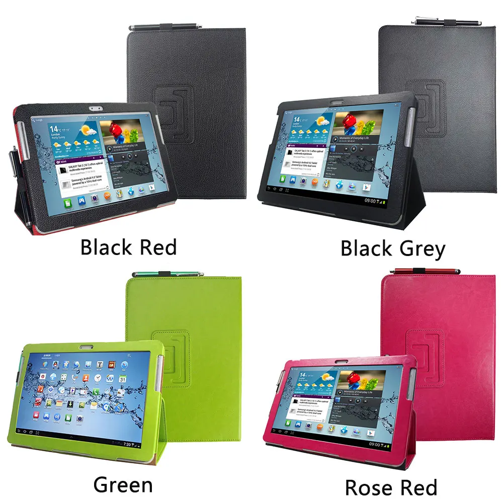 Для samsung Galaxy Tab 2, 10,1 дюймов, P5100, P5110, P5113, подставка для планшета, защитный кожаный чехол, подарок, ручка+ пленка