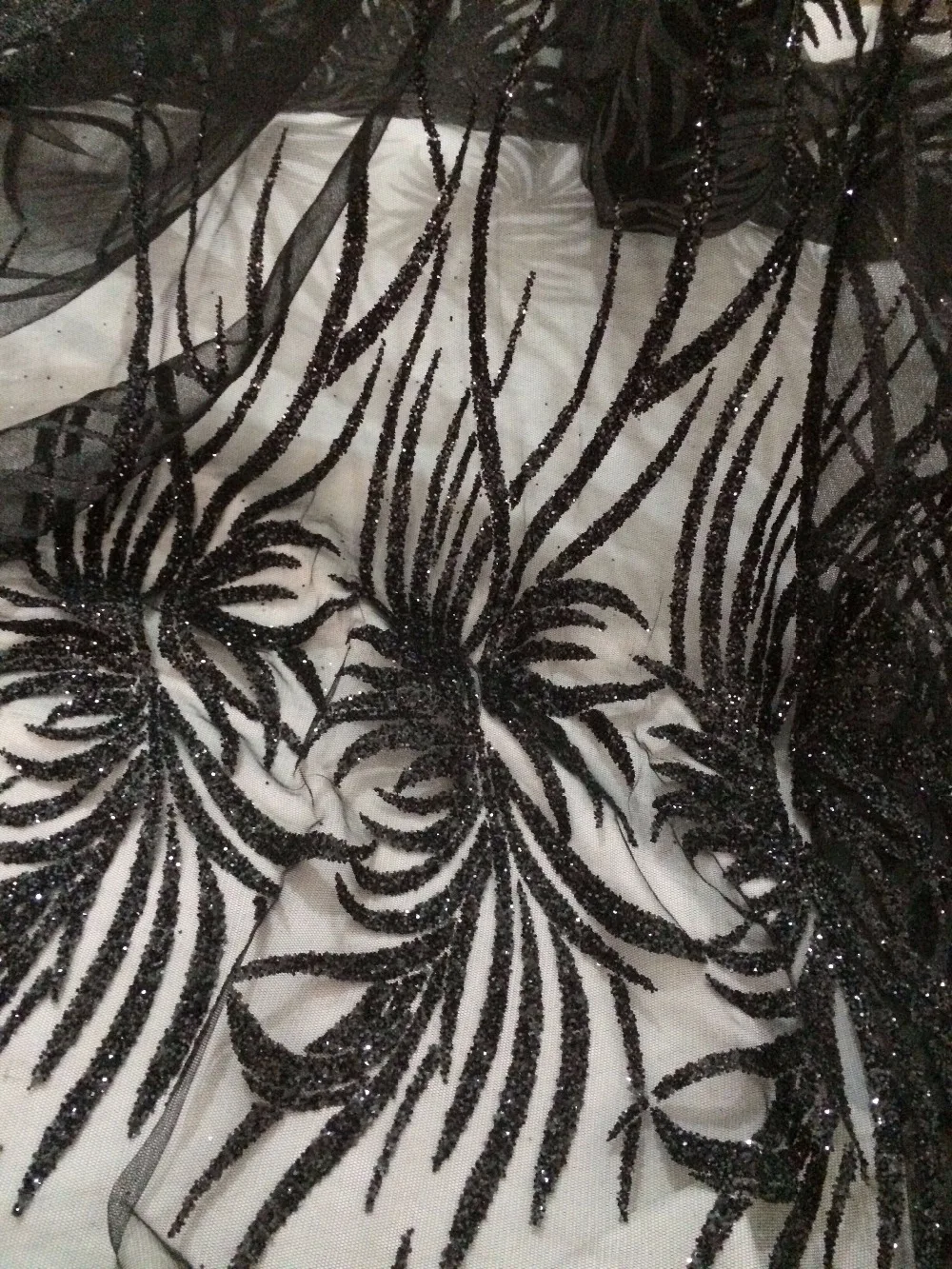 

hot sale african tulle net lace fabric lace SYJ-11166 with glued glitter for party dress tulle lace fabric