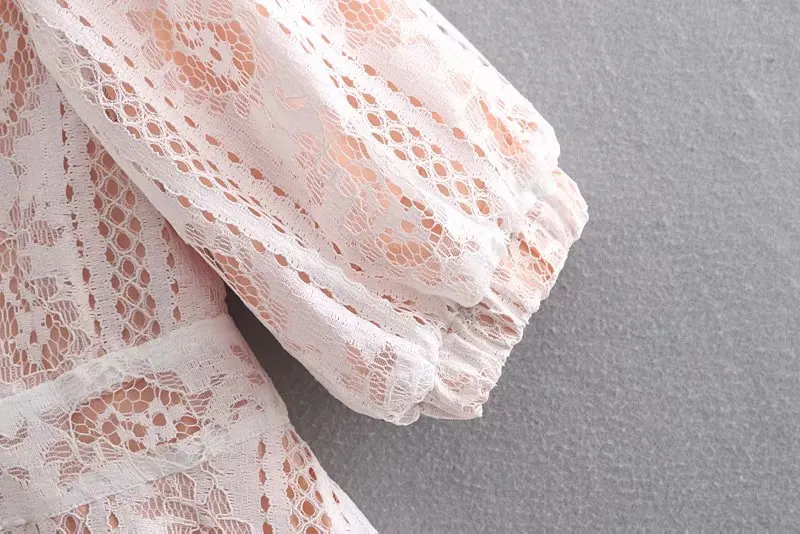 Винтажное открытое кружевное мини платье 2019 весеннее сексуальное Глубокий v