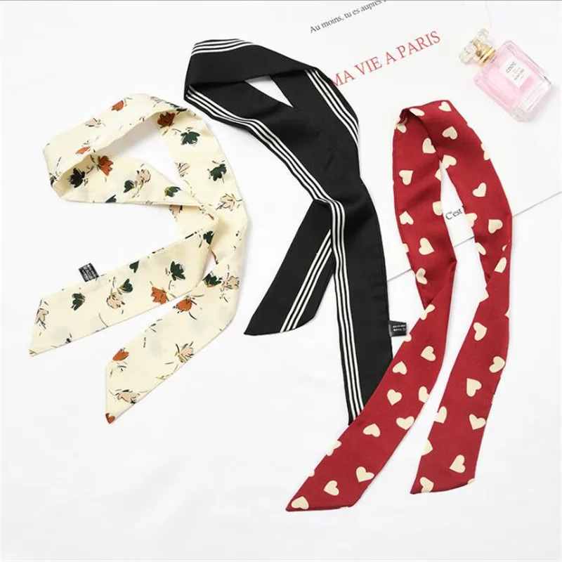 2019 новый дизайн розовый желтый шелковый шарф с принтом сердца женские узкие