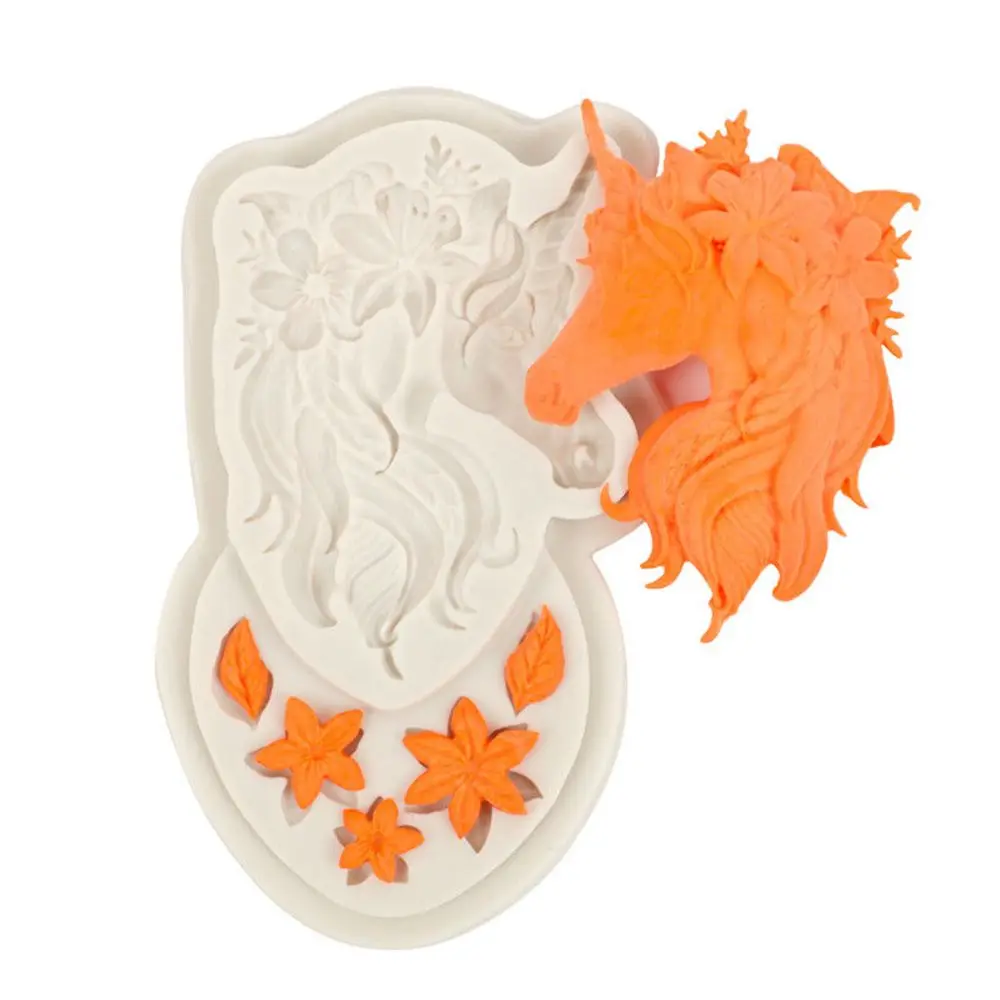1 шт. 3D единорог голова силиконовая форма для фонданов, шоколада формочка для выпечки приспособление для украшения шоколада форма для выпечки инструмент для ручного изготовления