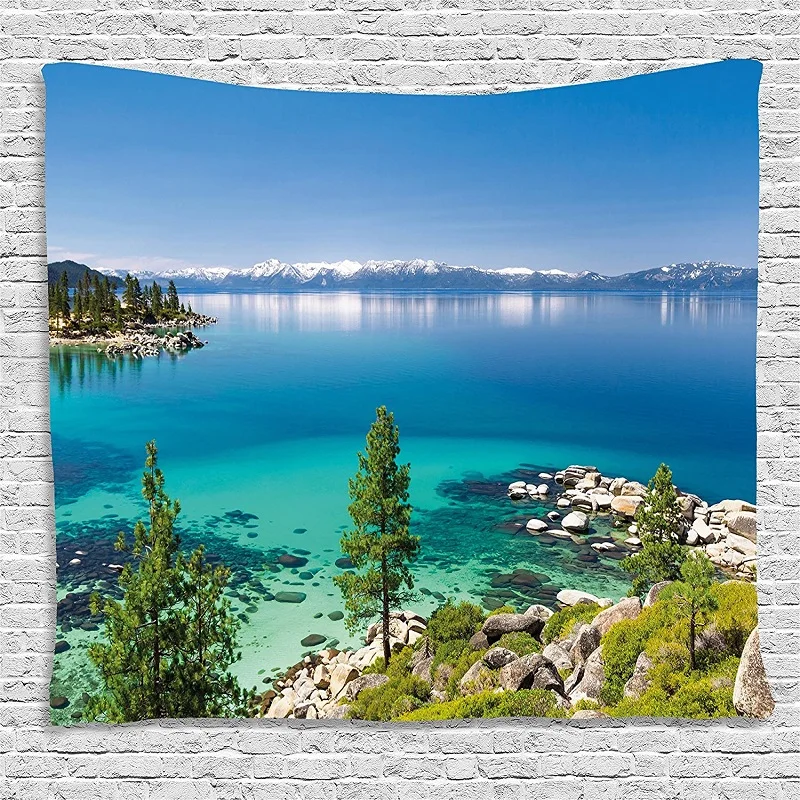 Гобелен на озере пейзаж настенный для спальни общежития араццо Tapisserie гобелен