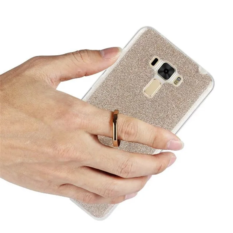 Блестящий Мягкий чехол для телефона из ТПУ с кольцом на палец Asus ZenFone 3 Laser ZC551KL