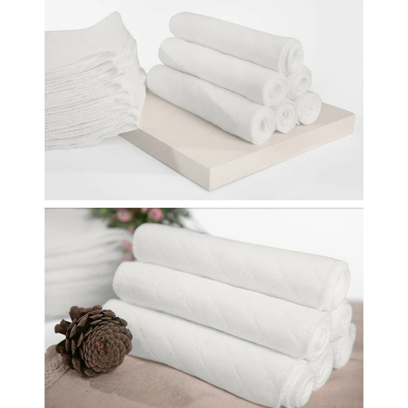 

10PCS/Set Reusable Baby Diapers Cloth Diaper Inserts 1 Piece 3 Layer Insert Cotton Washable Baby Care Products