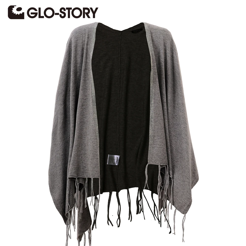 

GLO-STORY Cardigan Open Stitch Women Sweater 2016 Lady Tassel Cardigan Tops Plus Size Casual Poncho Women Sweater WMY-3423