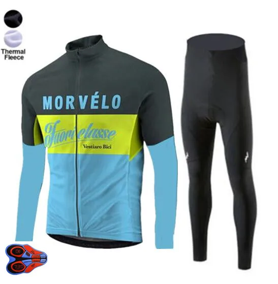 Morvelo Winter Thermal Fleece Cycling Jersey long sleeve 9D GEL PAD Pants ropa ciclismo Clothing maillot Ciclismo sets | Спорт и