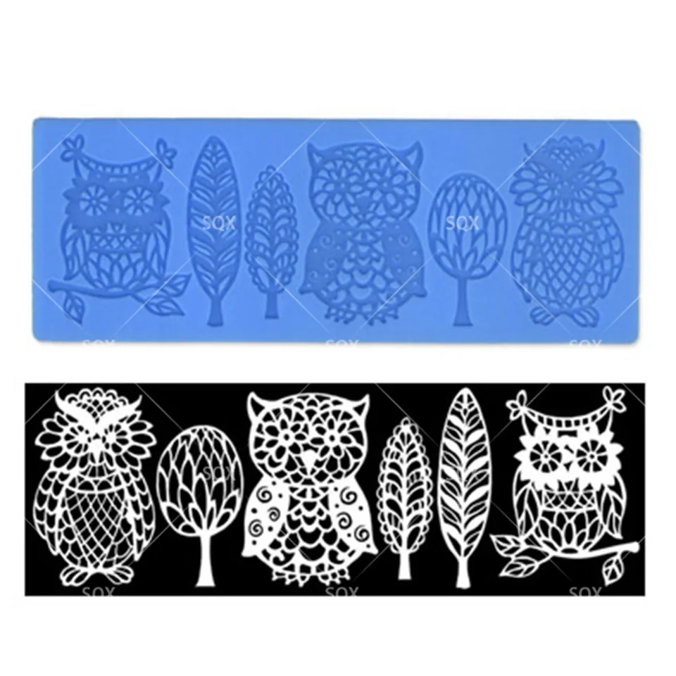 Силиконовая кружевная форма в виде совы для помадки инструменты украшения