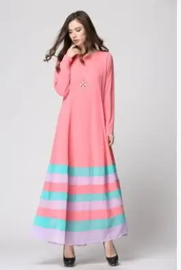 1 шт./лот мусульманское платье абайя мусульманская одежда для женщин шифоновое платье в радужную полоску с длинным рукавом мусульманское пл...