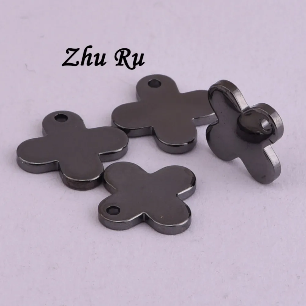ZHU RU 10 шт./лот 12 5*10 4 мм медный Клевер четыре лепестка цветы ювелирные изделия
