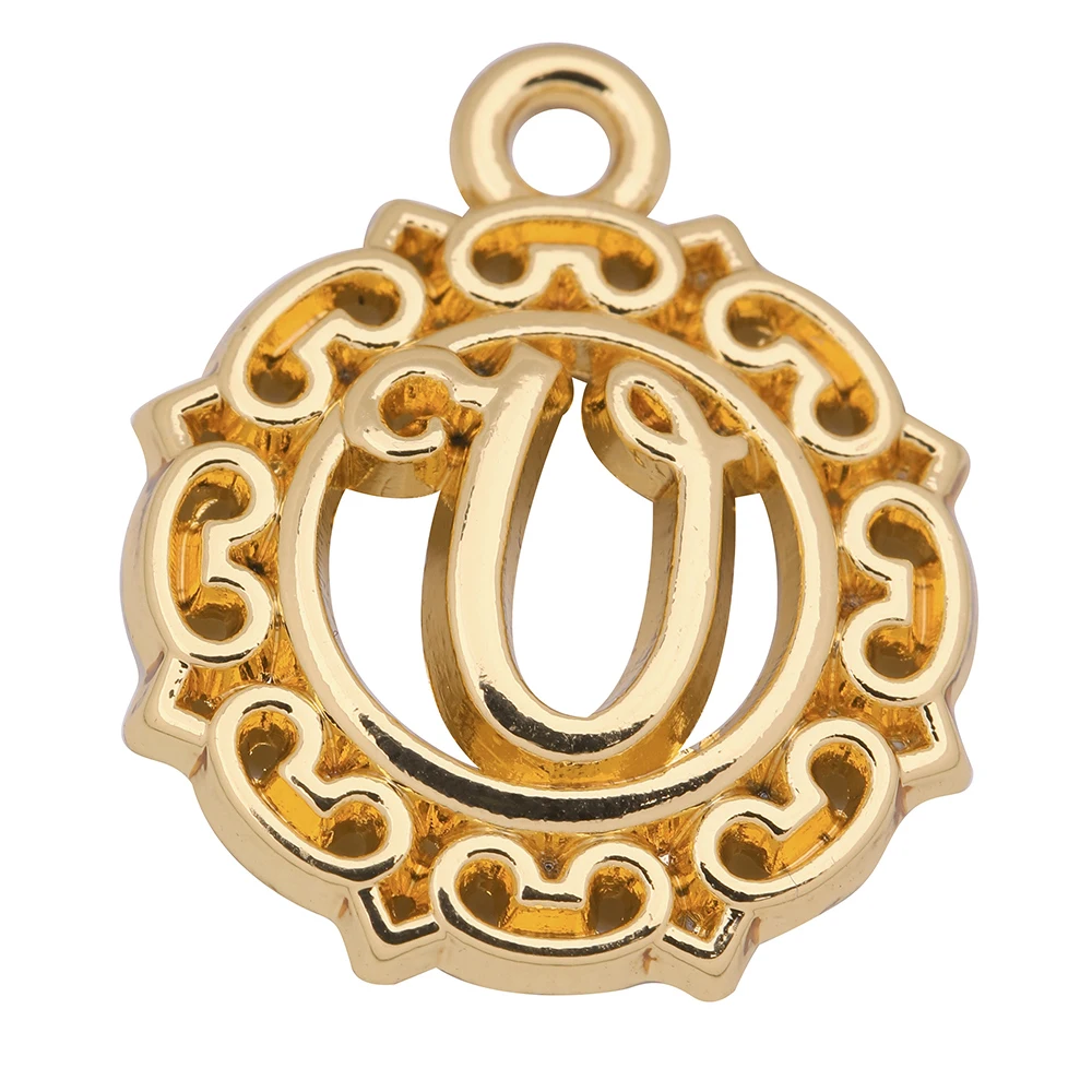 LIKGREAT Hollow Round Letter Charms for Jewelry Making Alphabet Name Pendant Fit Handmade Bracelet Necklace A B C D E F G H | Украшения и