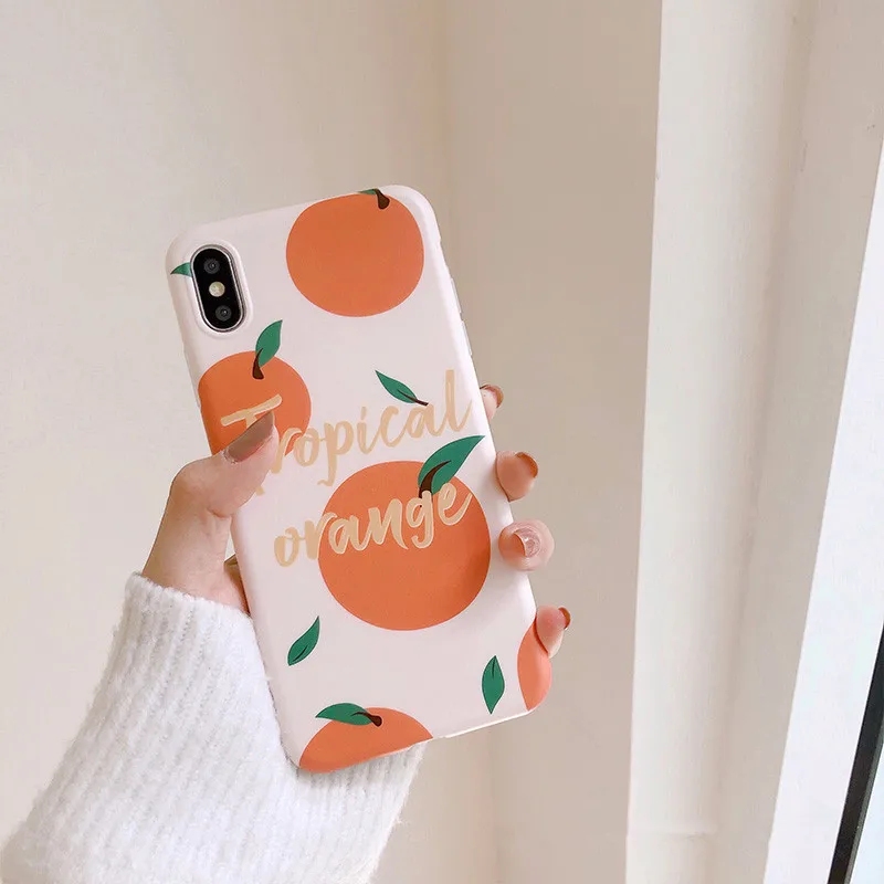Милые апельсин мягкий чехол на корпус телефона для iPhone 8 7 6 S Plus силиконовый X XS MAX XR