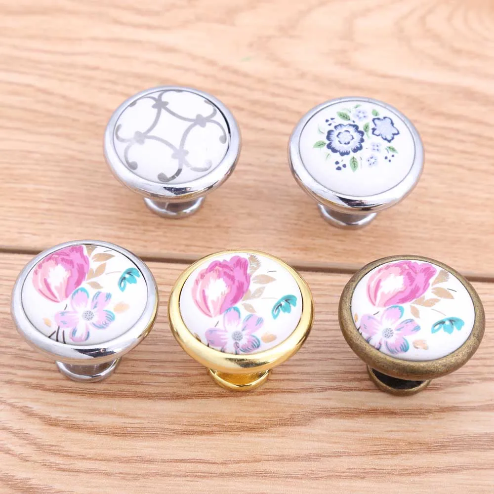 32 мм сельские керамические ручки для ящиков шкафов обуви серебристые золотистые