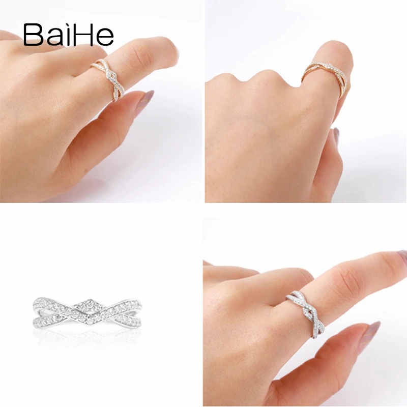 BAIHE однотонное 14K розовое золото около 0 40 карат H/SI круглые ограненные натуральные