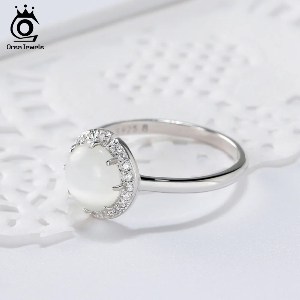 ORSA JEWELS серебряные кольца из натуральной 925 пробы для женщин, бирюза, инкрустированная установка, AAA кубическое женское циркониевое кольцо, ювелирные изделия ASR55