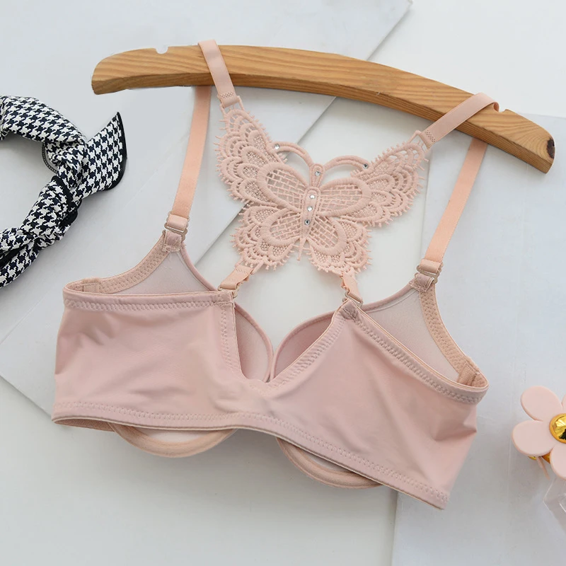Illusory Women Fashion Underwear Lace Bralette Bras Adjustable Push Up Lingerie Butterfly Back Seamless Racerback Bra Girls Top | Женская