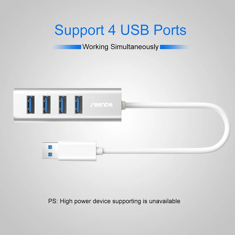SeenDa usb хаб 2 0 Алюминиевый сплав 4 порта Высокоскоростная зарядка Синхронизация