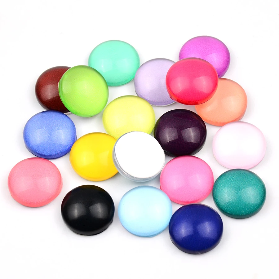 

12mm Colorful Glass Cabochon Round Flatback Dome Diy Jewelry Findings Cameo Pendant Settings DIY Earring