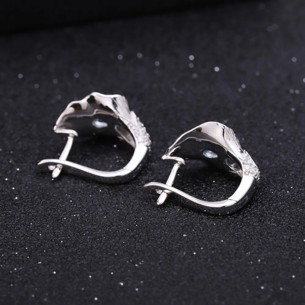 Серьги-гвоздики женские из серебра 925 пробы с натуральным швейцарским голубым