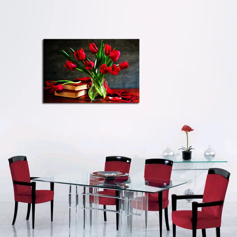 1 панель (без рамки) холст настенное искусство красивые красные розы цветы