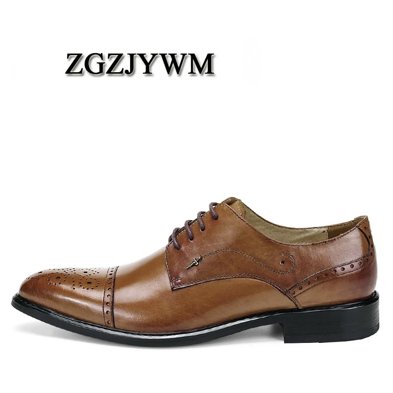 ZGZJYWM дышащие мужские деловые на шнуровке черные/коричневые/красные с острым