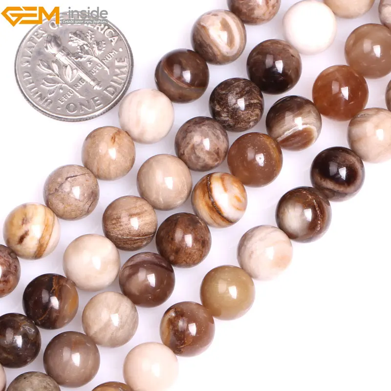 Бусины Из Натурального Коричневого и американского кремниевого дерева с