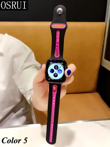 Ремешок для apple watch band 42 мм 38 мм 4 44 мм 40 мм correa iwatch 4 3 2 спортивный силиконовый браслет pulseira apple watch аксессуары - Цвет ремешка: Black rose red