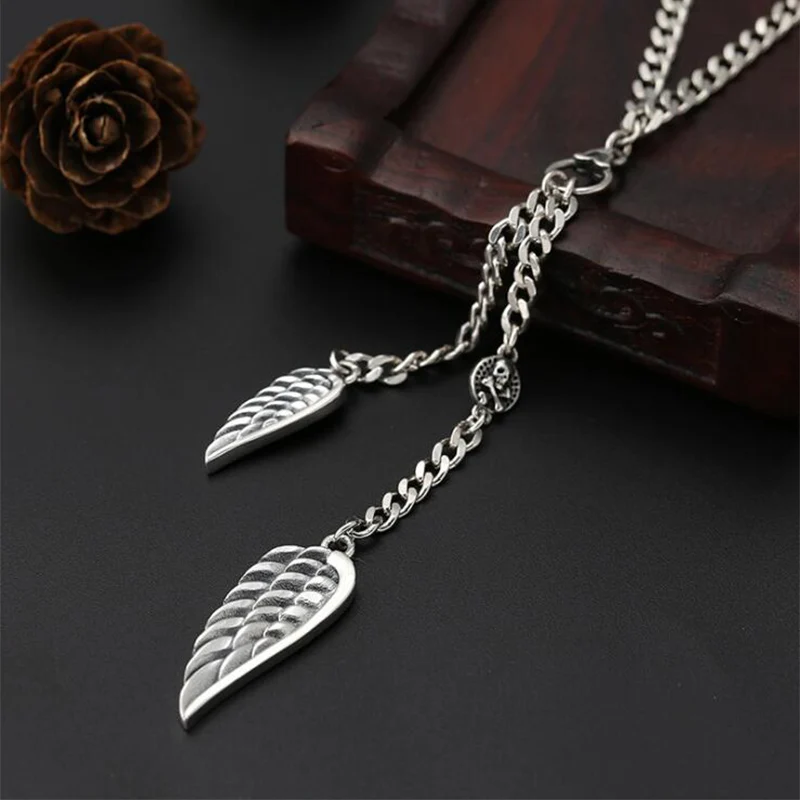 Ожерелье длинное из серебра 100% пробы с подвеской в виде черепа|Ожерелья| |