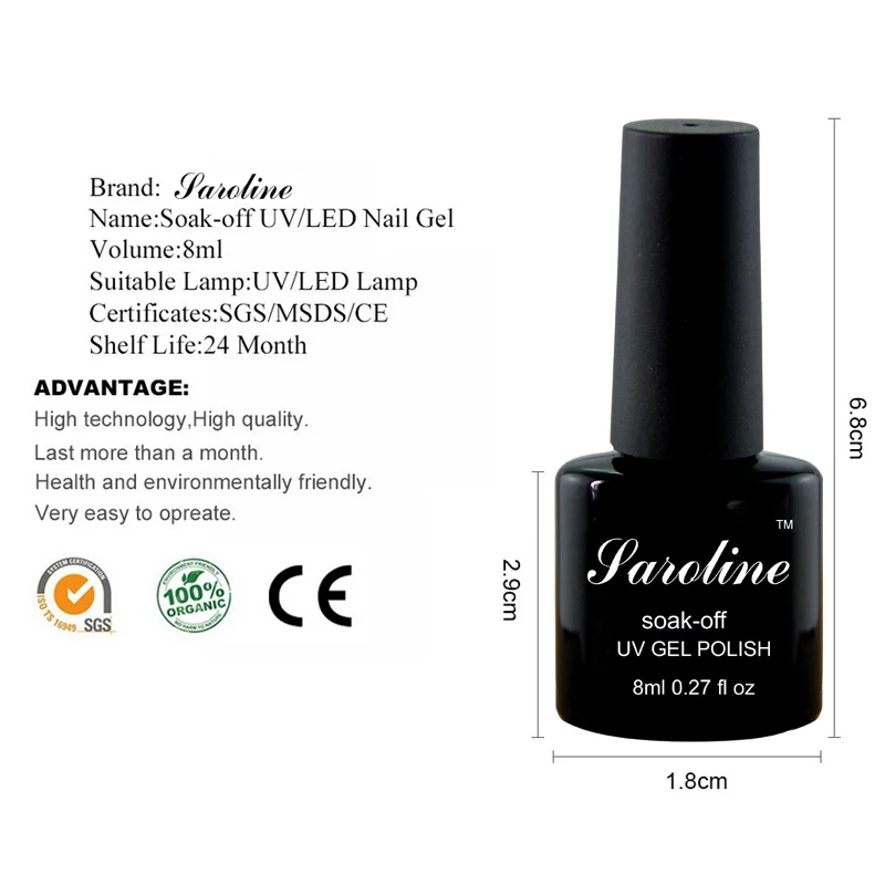 Saroline 3 шт чистый цвет лак для ногтей набор полуперманентный гель искусство