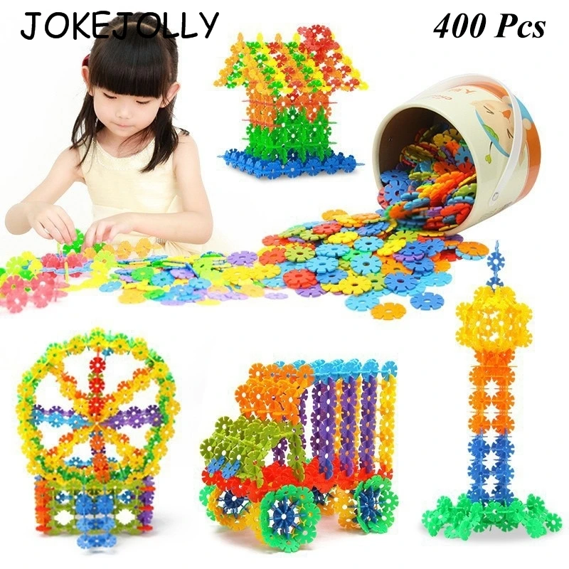 

400Pcs/LOT 3D Puzzle Jigsaw Plastic Snowflake Building Building Model Puzzle Educational Intelligence Toys For Kids WYQ
