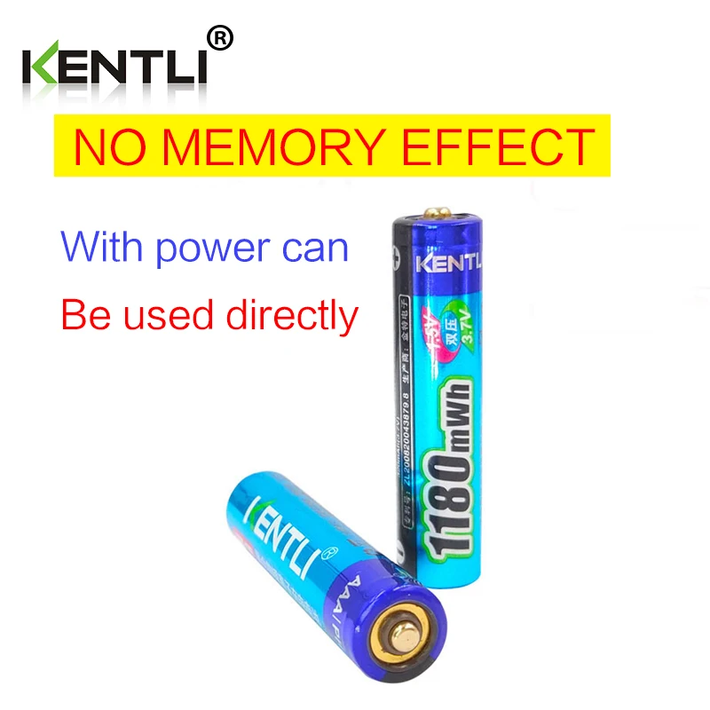KENTLI no memory effect 1.5v 1180mWh AAA polymer lithium li-ion rechargeable batteries aaa battery for thermometer