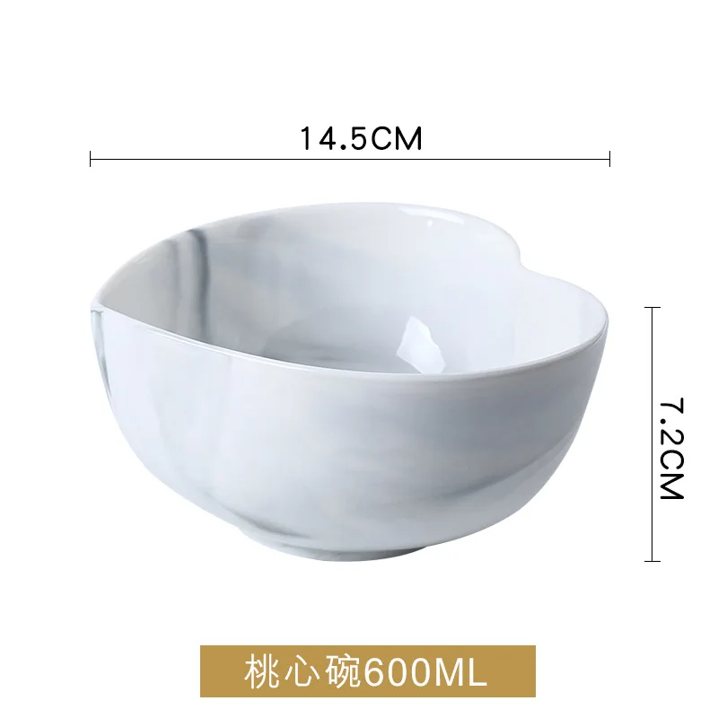 Soup Bowl M Мраморная тарелка в форме сердца, миска, ложка, набор, еда, десерт, салат, суп, рамен, миска для лапши, тарелка, керамическая посуда, Сервиз - Цвет: Soup Bowl M