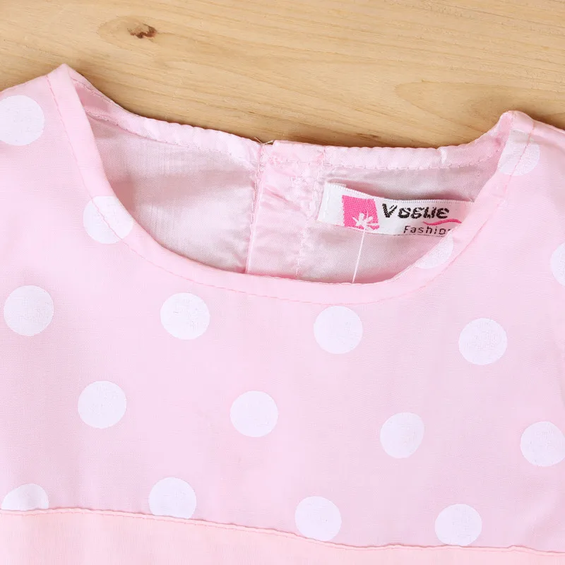 2018 милое платье для маленьких девочек розовое без рукавов в горошек