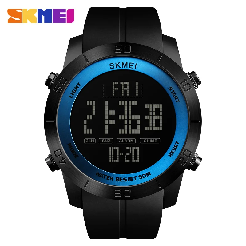 Blue Black Watch SKMEI мужские спортивные часы на открытом воздухе водонепроницаемый цифровой счетчик часы Мода подсветка хронометраж наручные часы Montre Homme - Цвет: Blue Black Watch