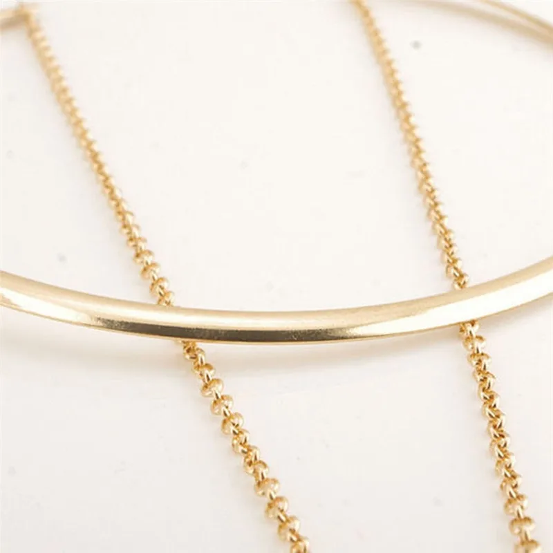 1 Pc Gold Color Punk Hyperbolic Big Circle Choker Necklace Enamel Triangle Pendant Short Chain Fashion Jewelry | Украшения и