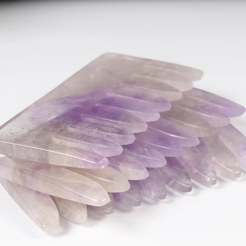 Натуральный фиолетовый Аметист Кристалл Массажная расческа КВАРЦЕВЫЙ массаж