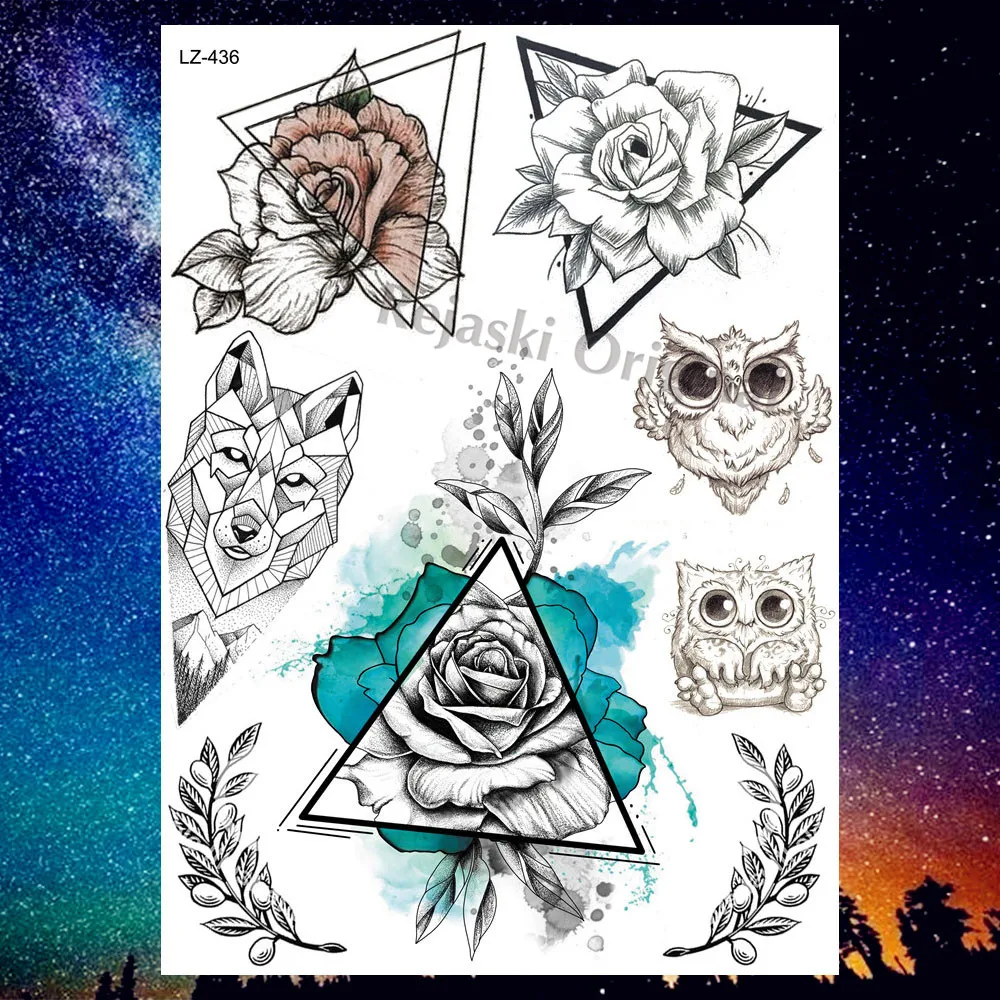 Женские Временные татуировки REJASKI треугольные геометрические с изображением