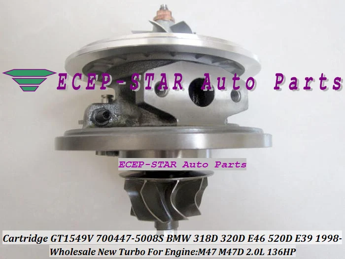 Turbo CHRA Cartridge GT1549V 700447-5008S 700447 700447-5007S Turbocharger For BMW 318D 320D E46 520D E39 98 M47 M47D 2.0L 136HP |