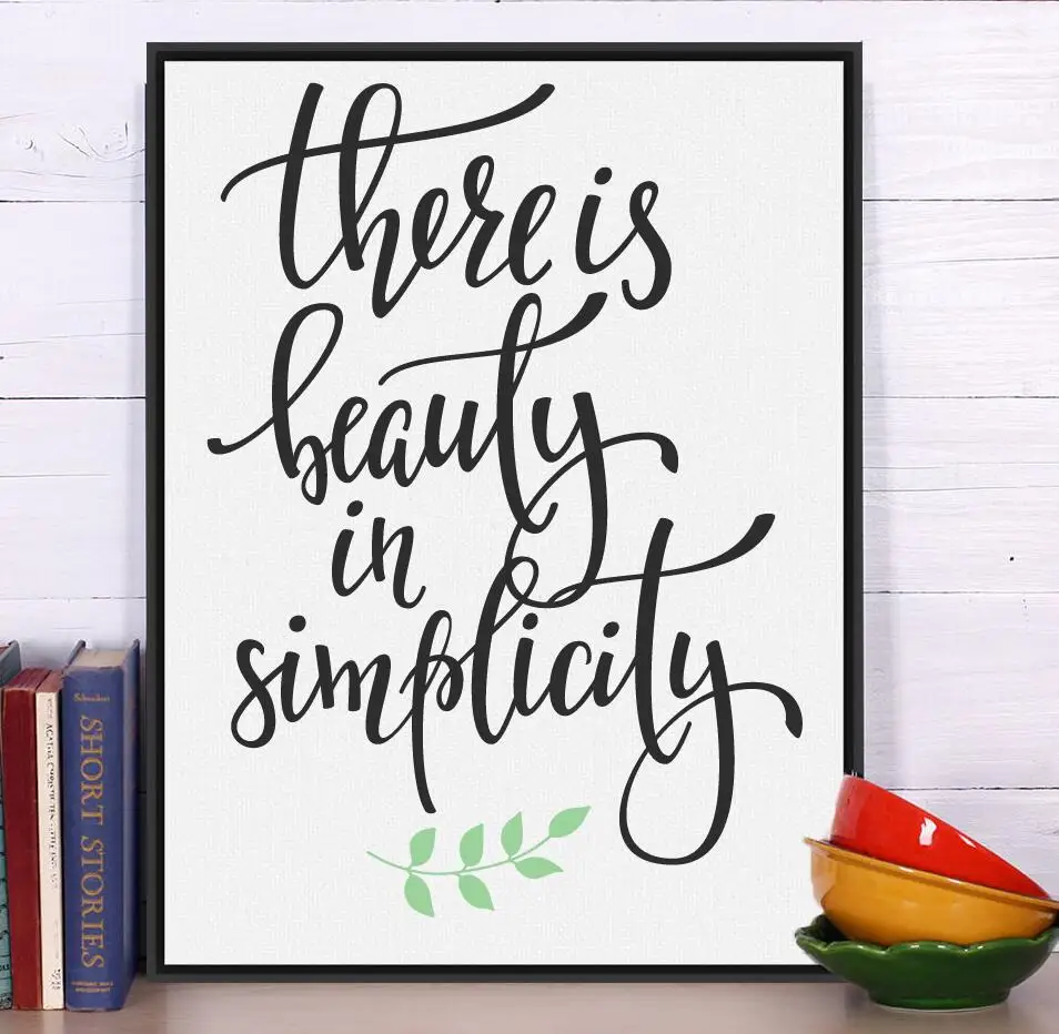 Картина на холсте с надписью It is beauty in simplicity | Дом и сад