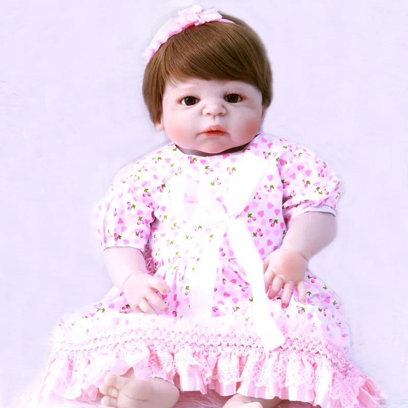 Bebes Reborn girl dolls полностью силиконовые куклы reborn baby 23 "57 см Реалистичная подделка